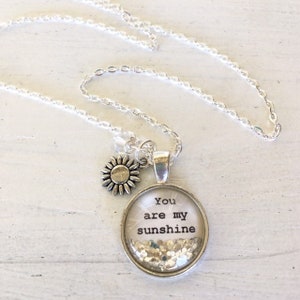 Valentines Day gift,You are my sunshine necklace, personalized jewelry, gift for wife, birthday gift for daughter, gift for friend, sparkle image 2