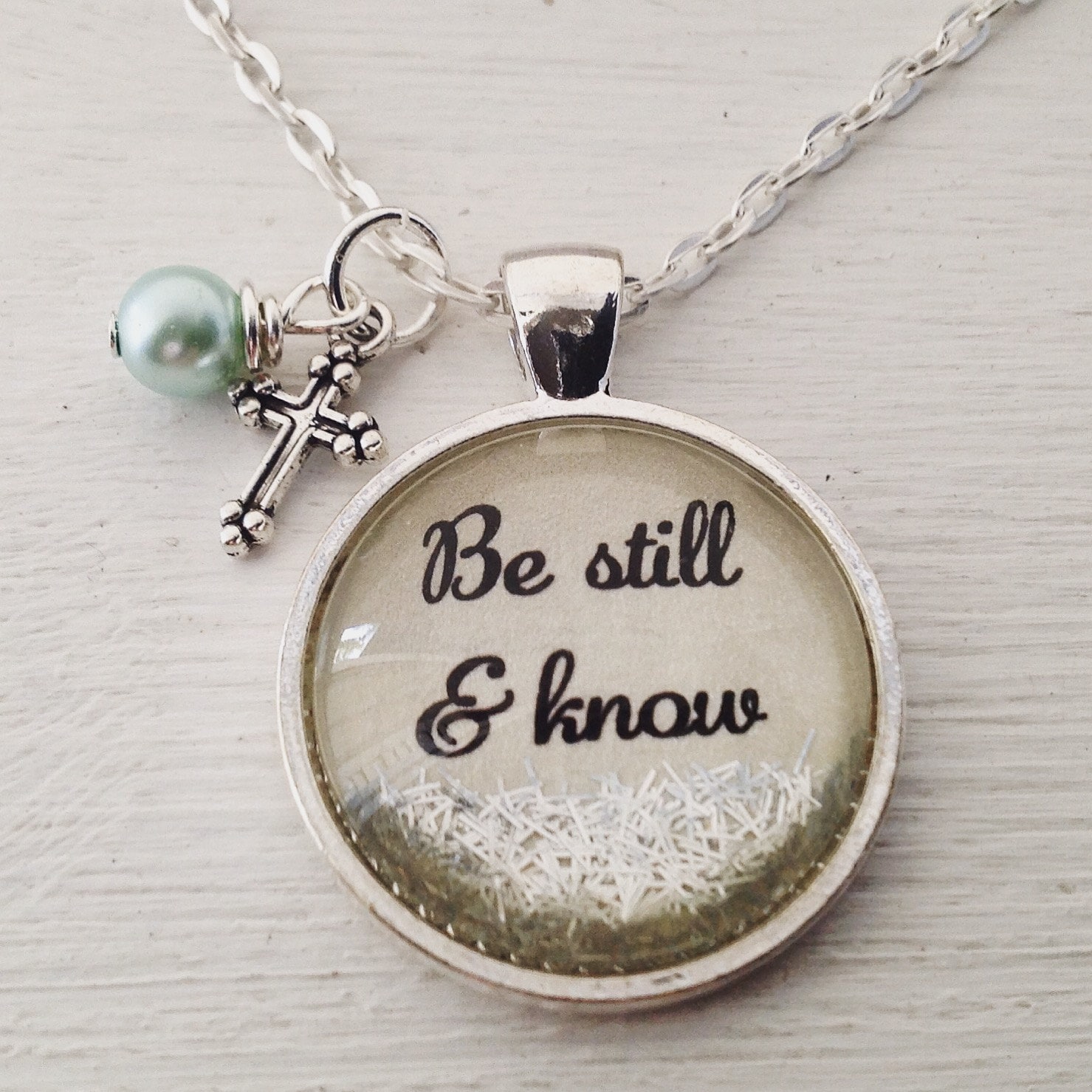 Bible Verse Jewelry, be Still and Know, Psalm 4610 Necklace, Cross