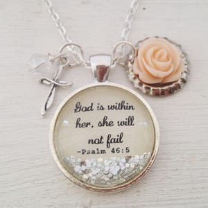 Christlicher Schmuck für Frauen, Bibel Vers Halskette, christliche Geschenke, Gott ist in ihr, sie wird nicht versagen, Psalm 46: 5 Halskette, personalisiertes Geschenk