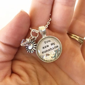 Valentines Day gift,You are my sunshine necklace, personalized jewelry, gift for wife, birthday gift for daughter, gift for friend, sparkle image 3