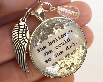 She believed she could,so she did necklace,personalized jewelry for women,Inspirational gift for graduate,inspirational jewelry,friend gift