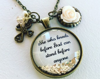 Personalized jewelry, Faith inspired quote necklace, Christian jewelry, bible verse necklace, cross necklace, Christian gift, Baptism gift