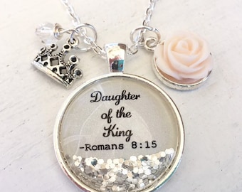 Daughter of the King/Bible verse necklace/Romans 8:15/baptism gift /Christian jewelry for women/confirmation gift/religious jewelry for girl