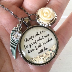 Personalized quote necklace for woman,inspirational gift for friend,divorce jewelry,sobriety gift, recovery birthday gift, accept what is