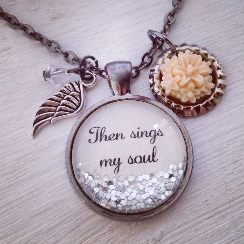 Christian jewelry for women, Then sings my soul necklace, personalized jewelry, hymn necklace, hymn jewelry, Christian gift image 1