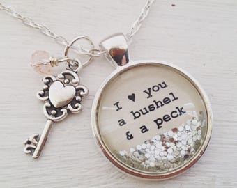 Christmas gift grandma, I love you a bushel and a peck, personalized necklace,personalized jewelry,Christmas gift for Nana, nana gift