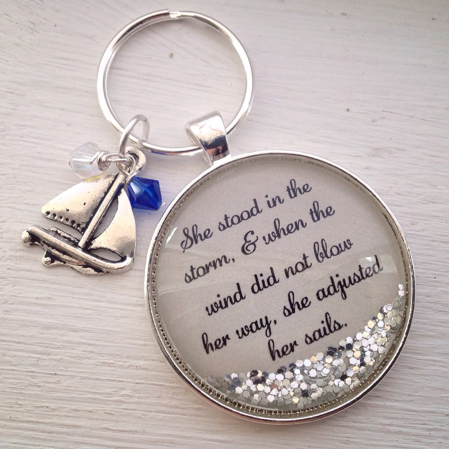 Inspirational keychainShe stood in the storm Inspirational Etsy