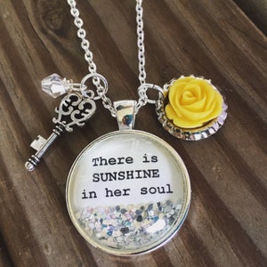 Valentines gift, Personalized jewelry,There is sunshine in her soul necklace, charm necklace,inspirational gift,gift for her, gift for wife