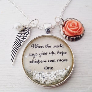 Personalized jewelry, inspirational, hope quote necklace, sparkle necklace, inspirational gifts, hope jewelry, recovery gift