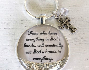 Inspirational quote personalized keychain, Christian keychain, Christian gift for woman, cross keychain, inspirational gift, Christian quote