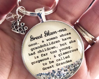 Mother's Day gift,Great Glamma keychain,Great Grandma keychain,Glamma gift,new grandma gift,Glamma keychain,Grandma gift, Great Glam-ma