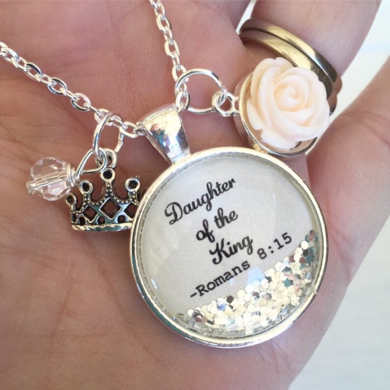 Daughter of the King/Bible verse necklace/Romans 815