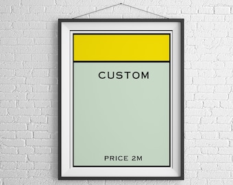 Personalized Monopoly Board Property Print(unframed), New Home, Gift, House, Minimalistic