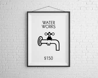 Electric Company/ Water Works Monopoly Wall Art - Personalized Print | New Home, Gift, House, Minimalistic