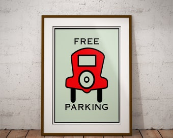 Monopoly Art Prints - Go To Jail, Free Parking - Custom Prints
