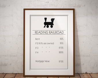 Monopoly Railroad Wall Art - Custom Monopoly Art