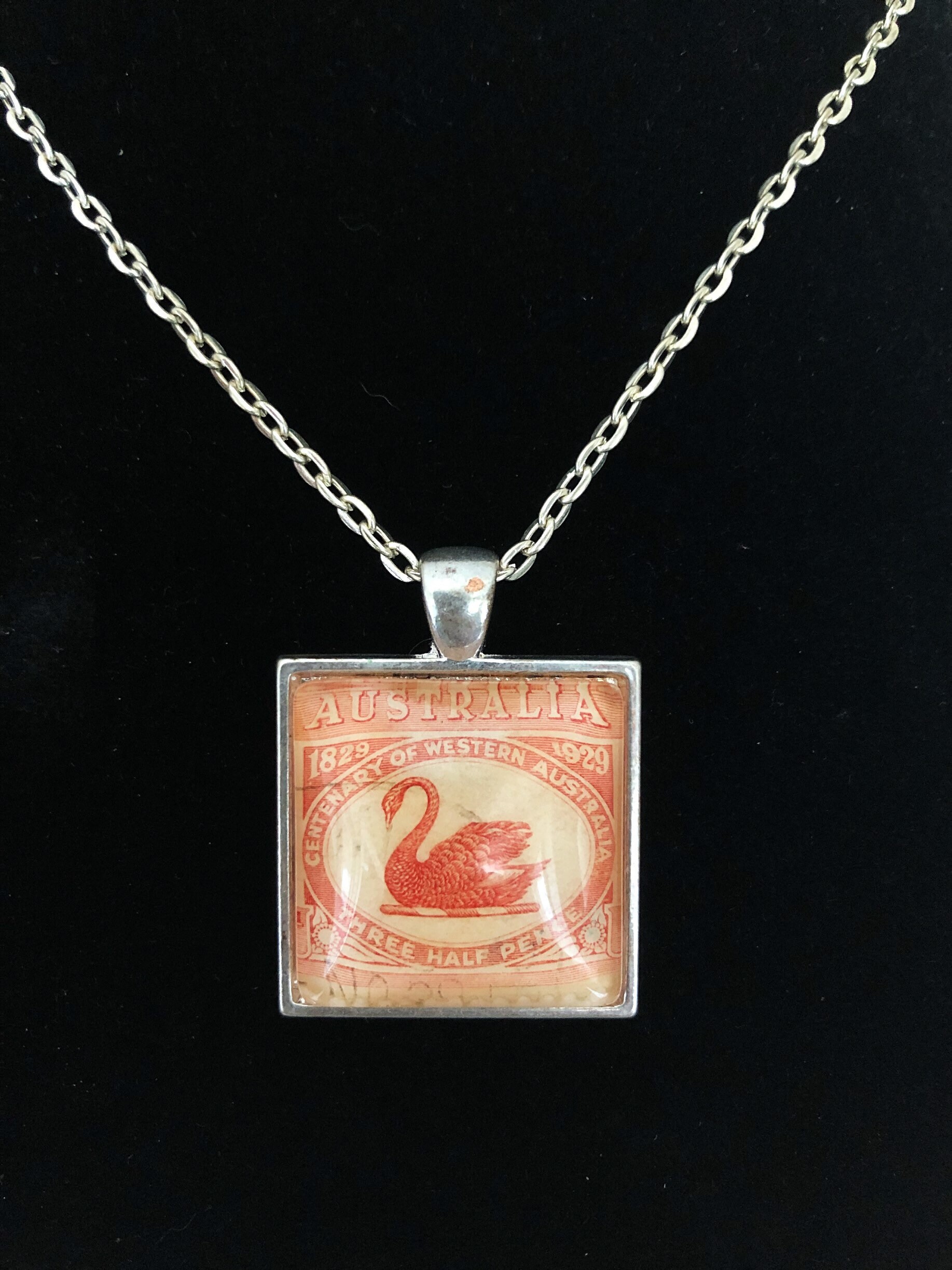 Australian Swan Postage Stamp Necklace Vintage Australia Etsy