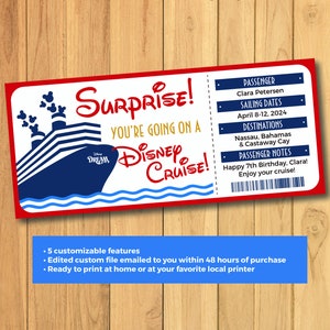 Boleto de crucero personalizado, regalo sorpresa para niños, archivo digital imprimible