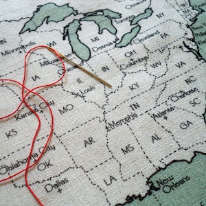 Carte des USA/CANADA imprimée sur tissu pour tracer son itinéraire au fil du voyage