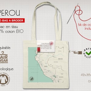 Carte du PEROU ou COLOMBIE à broder au fil du voyage