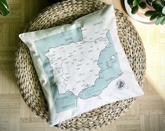 Map of SPAIN printed on fabric to trace your route during your trip