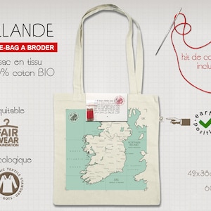 Carte d'IRLANDE imprimée sur tissu pour tracer son itinéraire au fil du voyage
