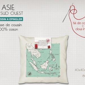 Carte d'ASIE du SUD-EST imprimée sur tote-bag ou coussin pour tracer son itinéraire au fil du voyage image 5