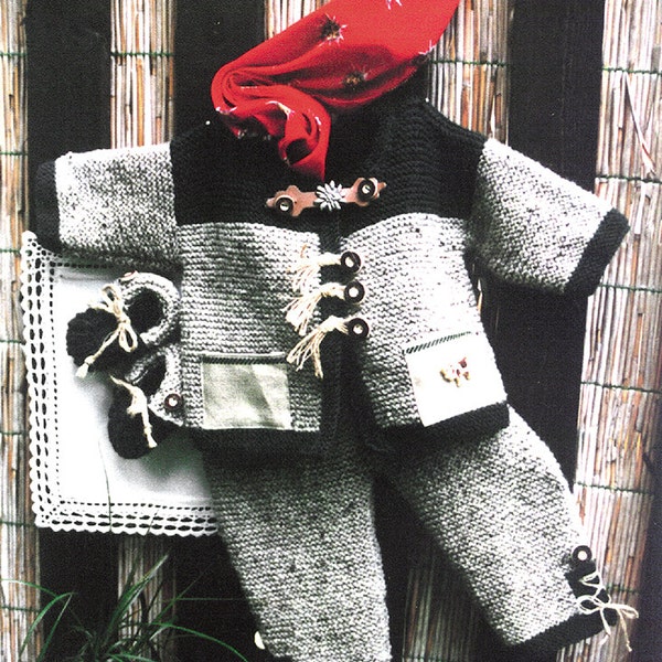 Strickanleitung Baby Kleidung im Landhausstil (Gr.68), PDF Sofort Download, Jacke + Hose + Schuhe, Traditionelle Babykleidung