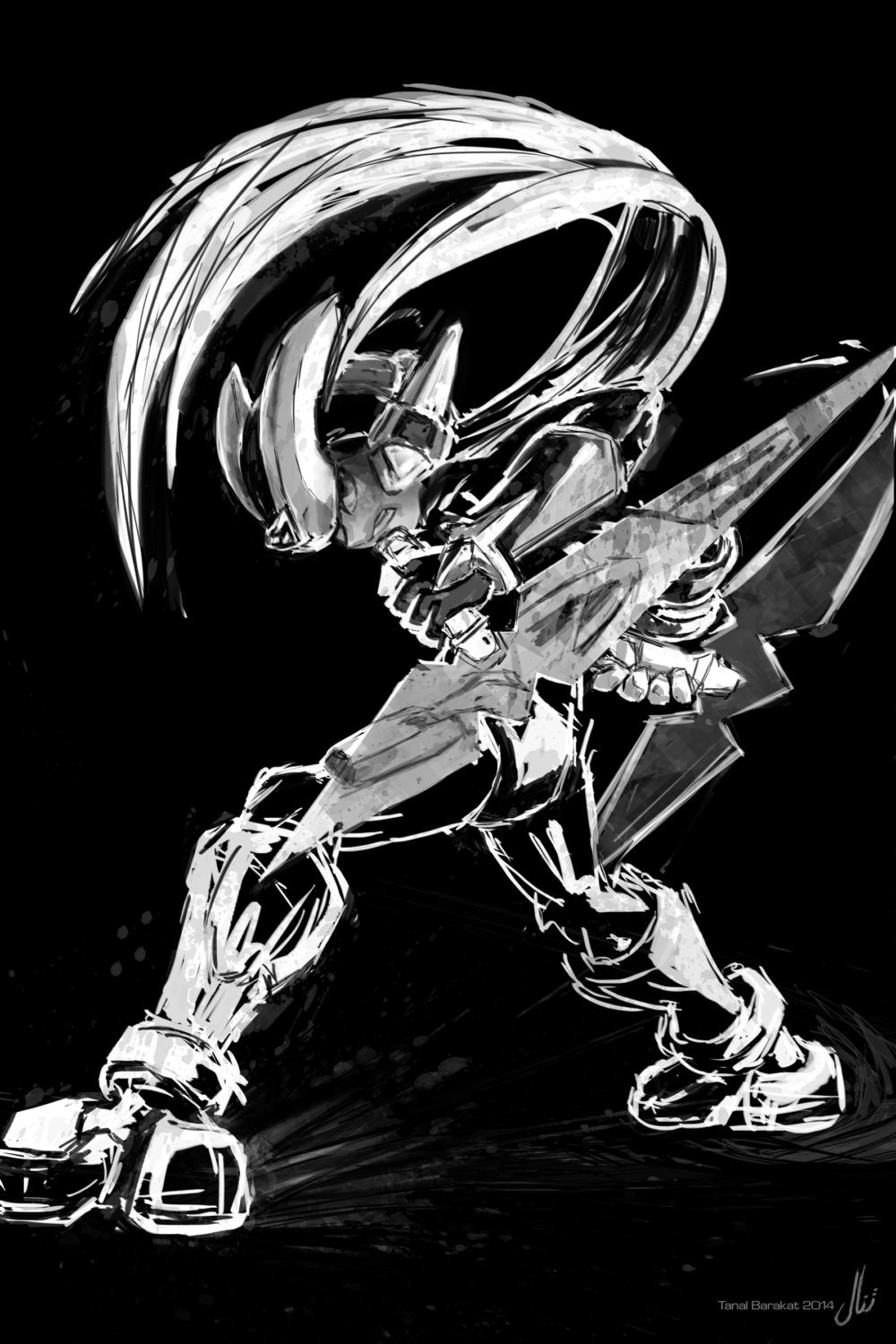 Zero with Recoil Rod Z-Saber - Megaman Zero series - Speed Painting Print