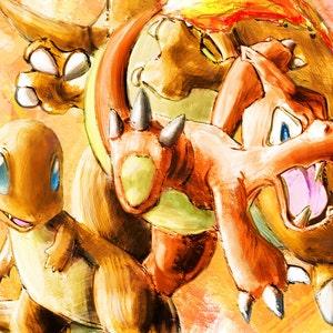 Charmander, Charmeleon, Charizard Pokemon Poster Print image 3