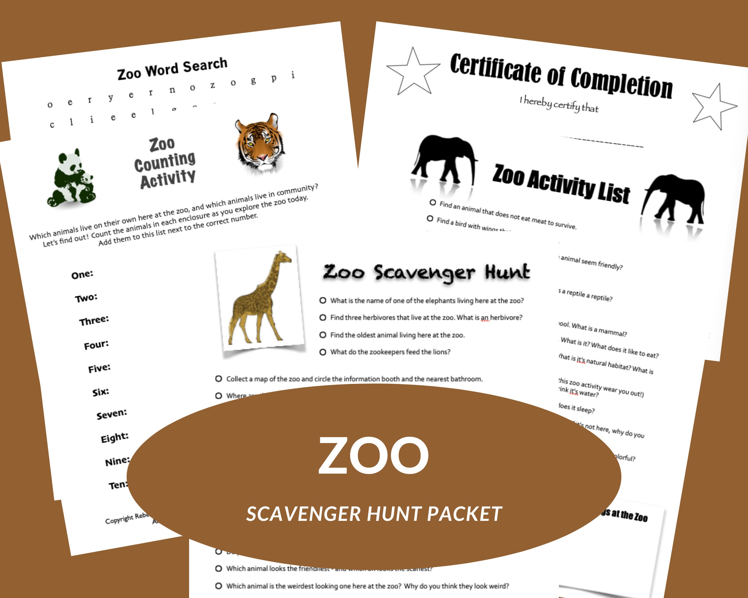 Zoo Scavenger Hunt and Zoo Activity Printables | Etsy