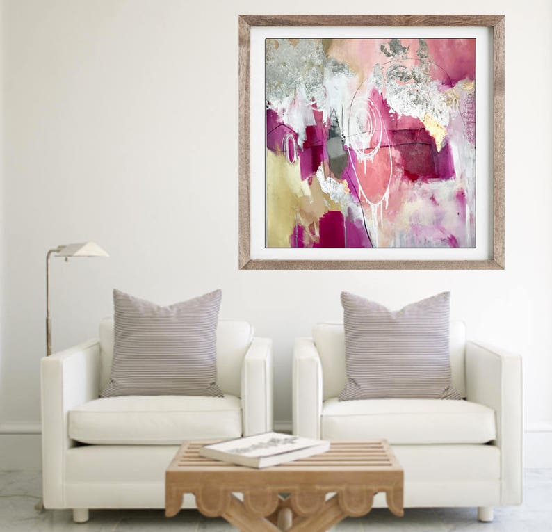 Abstract Art Pink Abstract Art Hot Pink Art Metallic Art Etsy