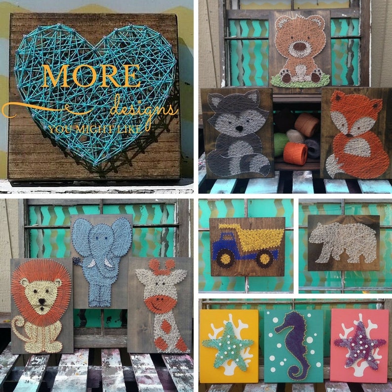 String Art Animals Safari Set Nursery Art String Art Lion Etsy