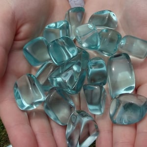 3pc Aqua blue obsidian Tumbled & Polished Healing stones from Peru
