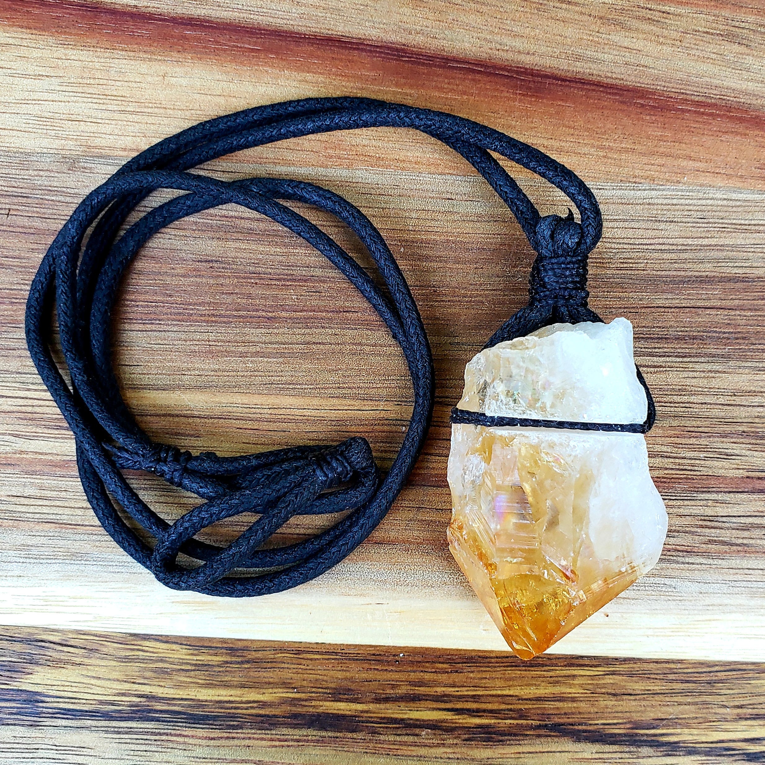 COLLANA CON CIONDOLO Citrino Punta Grezza Cristallo Pietra - Foto 6