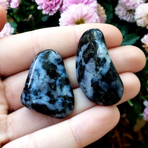 Mystic Merlinite / Indigo Gabbro / medium Tumbled & Polished Natural Healing Crystal Gemstones Display or wrapping Stones - 3 piece set