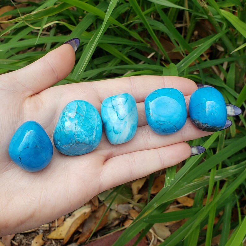 Blue Howlite Tumbled & Hand Polished Natural Crystal Healing ...