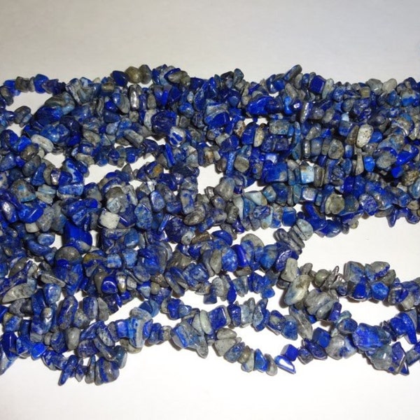 1pc Natural Lapis Lazuli Crystal Healing Chip Gemstone 36" Long Necklace -  All Gems Are Natural AA Quality