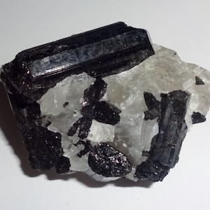 Black Tourmaline Matrix in Quartz with Multi Colored Mica Schorl from Brazil Cluster Log Raw Natural Crystal Healing Gemstone Specimen Stone