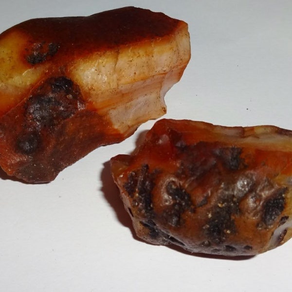 Raw Fire Agate from mexico -Rough 100% Natural Free Form Crystal Healing Gemstone Cluster Specimens / Natural Colors and Formations -2pc set