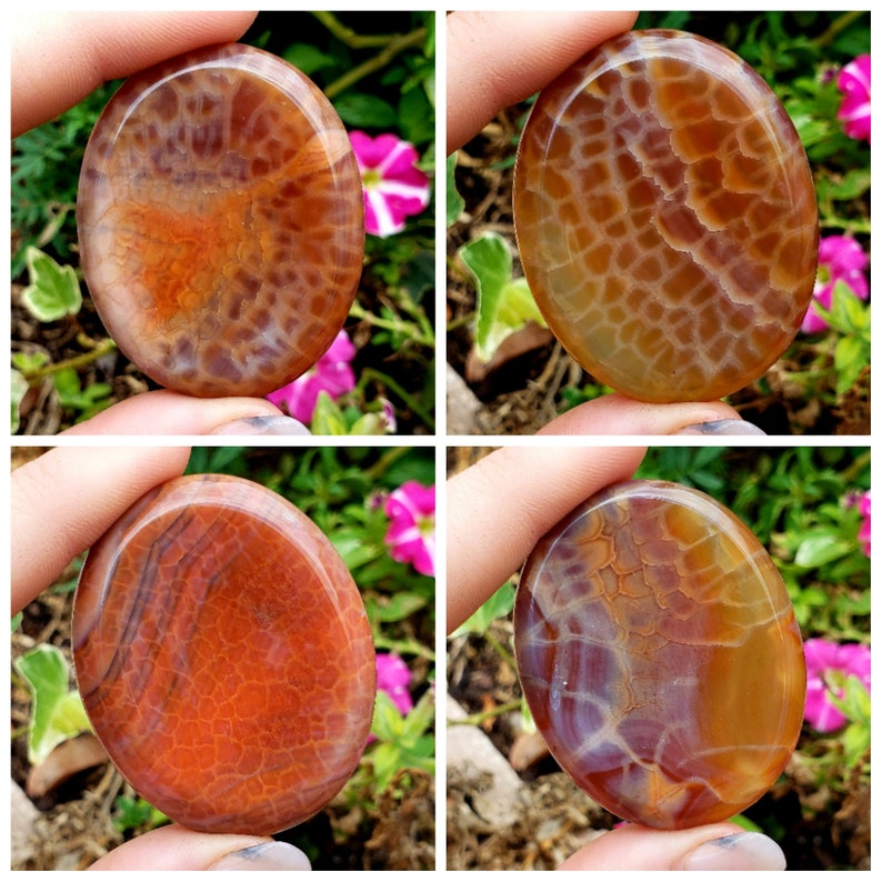 Fire Agate Natural Healing Crystal Smooth Polished Gemstone Etsy