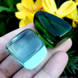 Gaia Stone Ossidiana verde e ossidiana blu acqua Pietre curative di cristallo naturale burattate e lucidate - Set da 2 pezzi