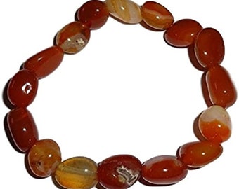 1pc Fire Agate Premium Quality Tumblestone Natural Tumbled Stone Gemstone Crystal Healing 7 inch Stretch Bracelet