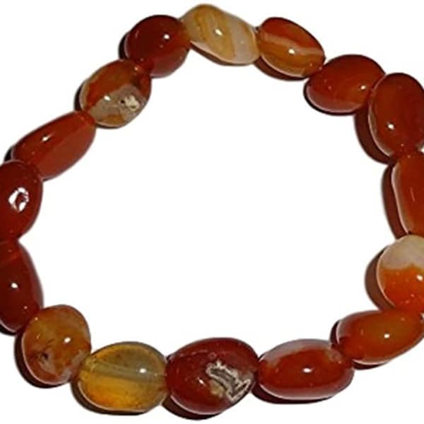 1pc Fire Agate Premium Quality Tumblestone Natural Tumbled Stone Gemstone Crystal Healing 7 inch Stretch Bracelet