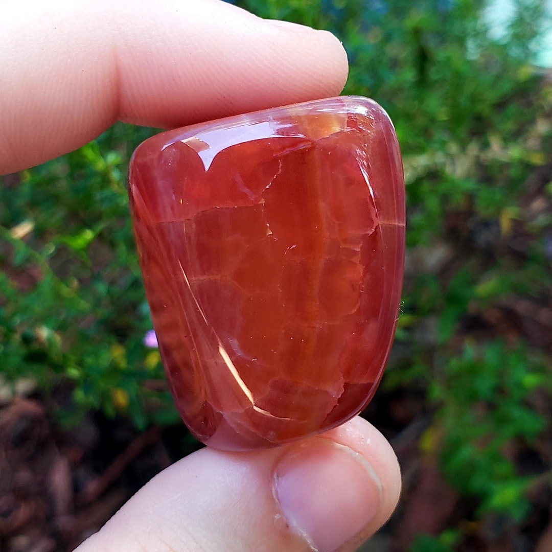 Fire Agate Natural Healing Crystal Smooth Tumbled & Polished Gemstone From Mexico Piece 2 Fire