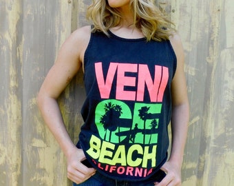 1990s Neon Venice Beach Graphic Muscle Tank size S/M