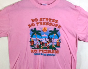 1980s “No Stress, No Pressure, No Problem” Kitschy Bahamas Tee size  M/L