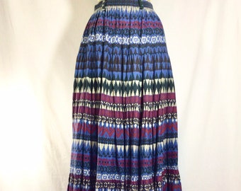 1970s Southwestern Cotton Tiered Maxi Skirt size S