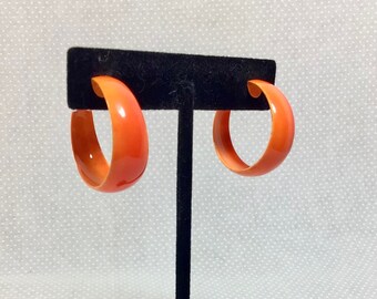 1970s Orange Enamel Metal Clip-On Earrings