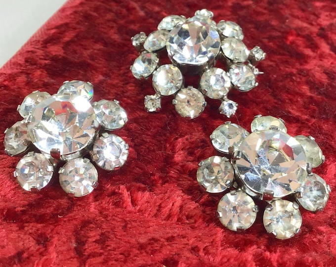 Featured listing image: 1950s Austrian Crystal Sparkling Rhinestone Brooch and Earrings Set